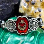 Ay yıldız ve TÜRK yazısı işlemeli kırmızı mine 925 ayar gümüş bileklik