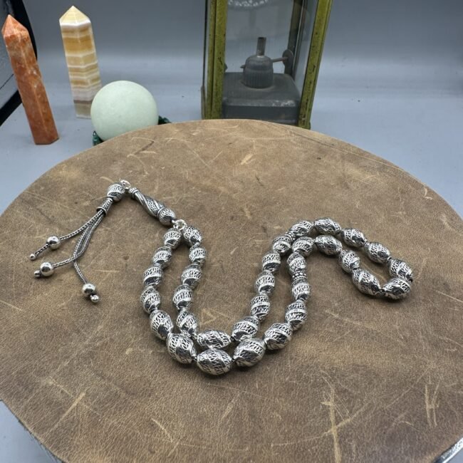 El Işçiliği Hafif Ve Şık Fizyon Tesbih - 925 Ayar Gümüş - 23.7 gram 26 Cm