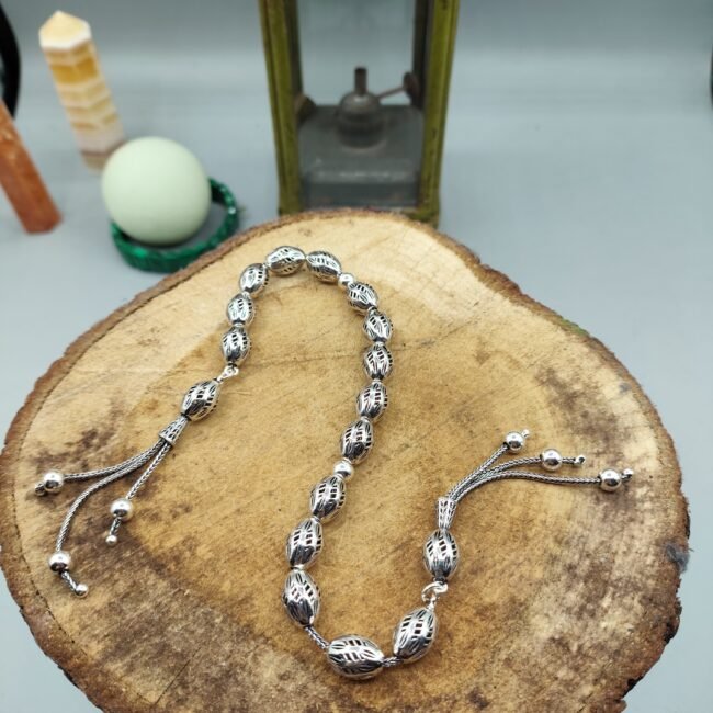 El Işçiliği Hafif Ve Şık Fizyon Zaza Tesbih - 925 Ayar Gümüş - 17.7 gram 30 Cm