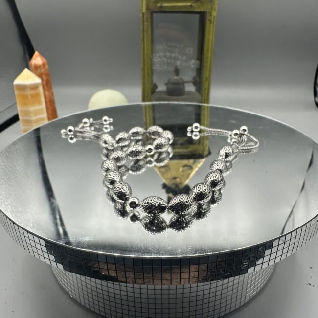 El Işçiliği Hafif Ve Şık Fizyon Arpa Kesim Zaza Tesbih - 925 Ayar Gümüş - 19 gram 31 Cm