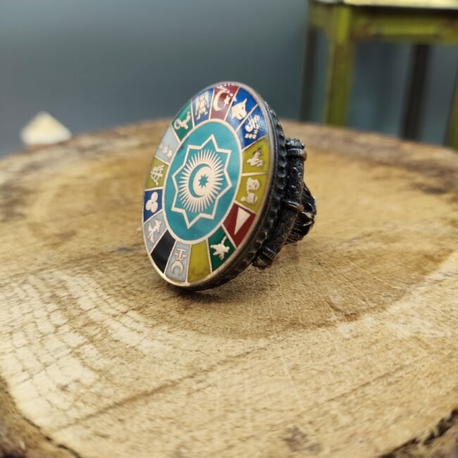 Türk Devletleri Teşkilatı İşlemeli 925 Ayar Gümüş Yüzük 22.16 gram