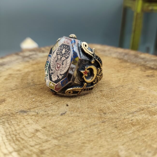 Çift Başlı Kartal 16 Türk Devleti 925 Ayar Gümüş Yüzük 18,19