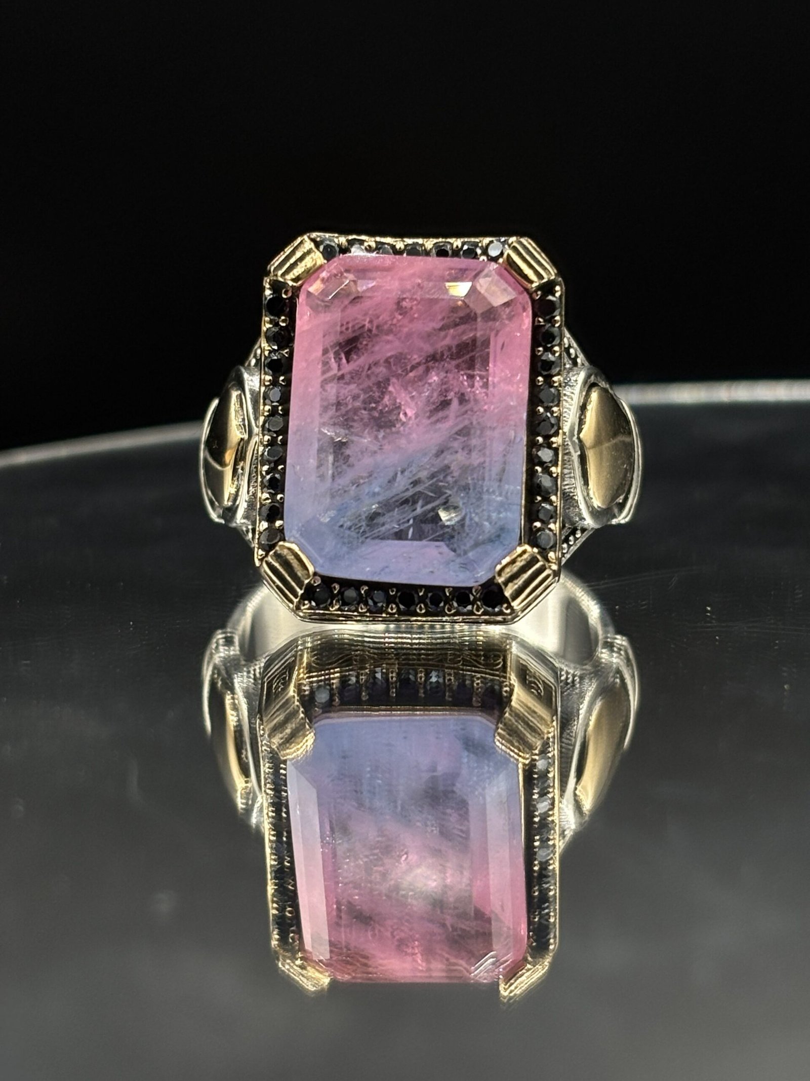 Erkek Ametist Safir Taşlı 925 Ayar Gümüş Yüzük – El İşçiliği, 15 Gram Özel Tasarım - Görsel 3