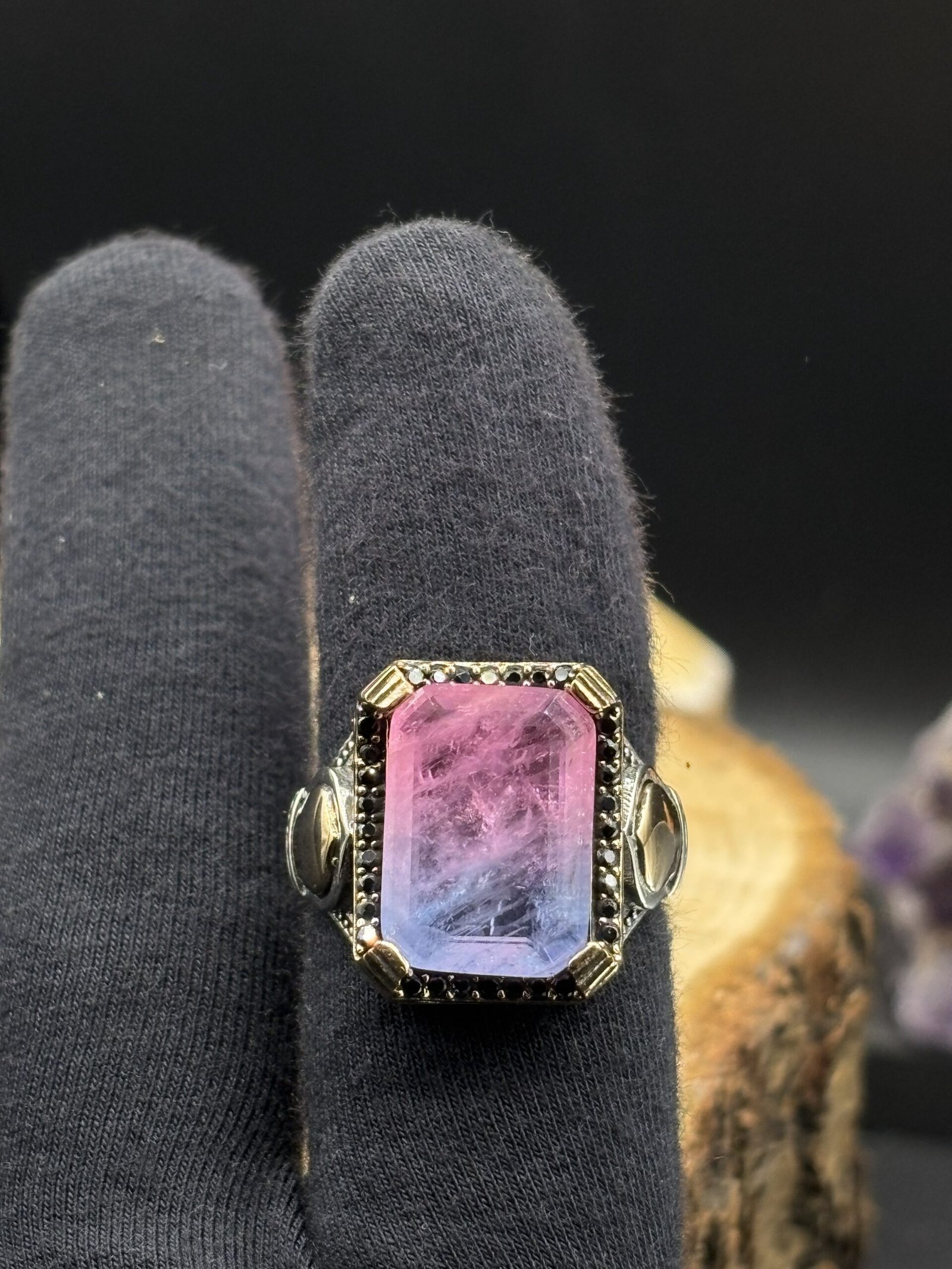 Erkek Ametist Safir Taşlı 925 Ayar Gümüş Yüzük – El İşçiliği, 15 Gram Özel Tasarım - Görsel 6