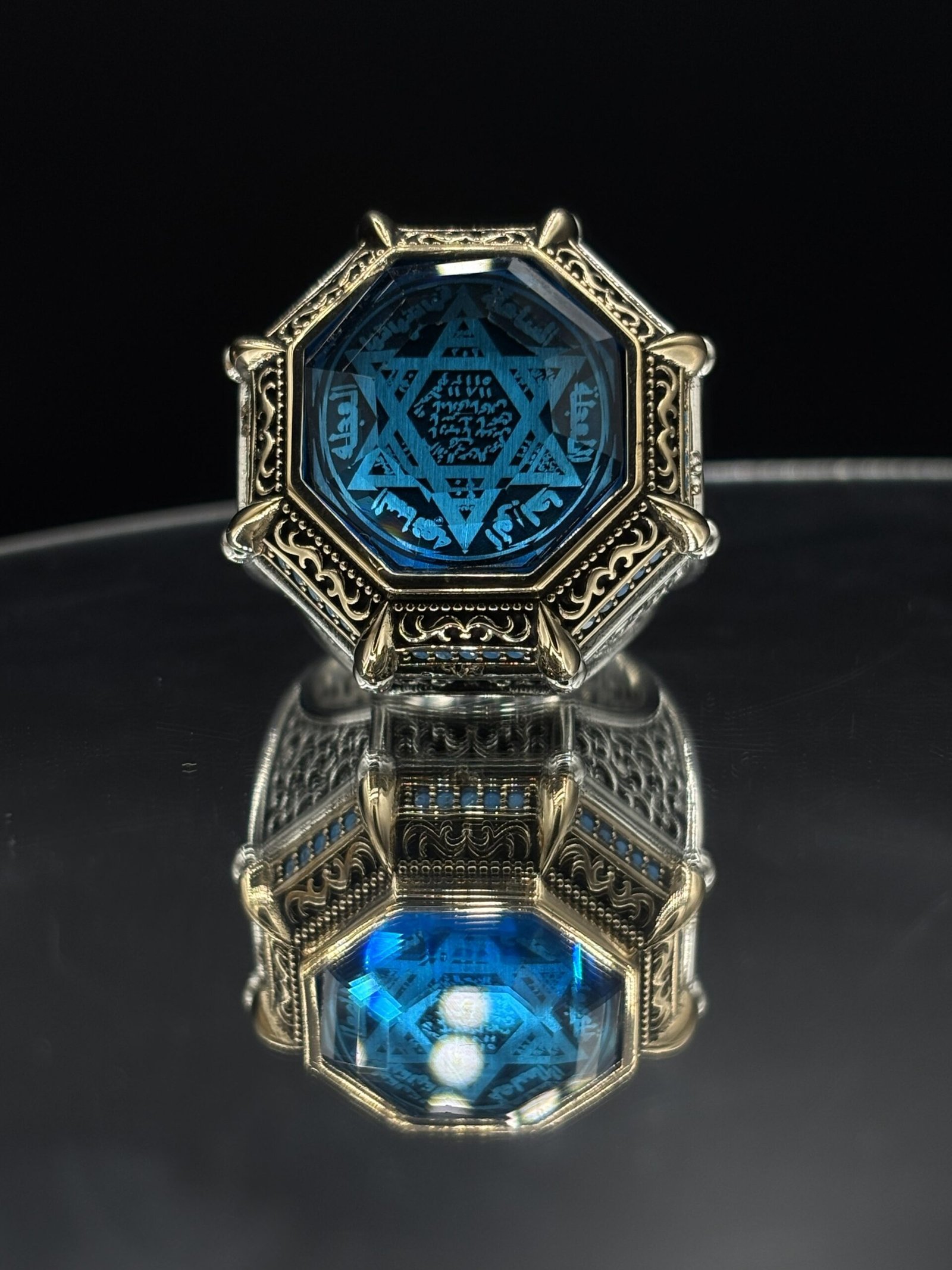 Erkek Süleyman Mührü İşlemeli 925 Ayar Gümüş Yüzük – El İşçiliği, 25 Gram Özel Tasarım - Görsel 3