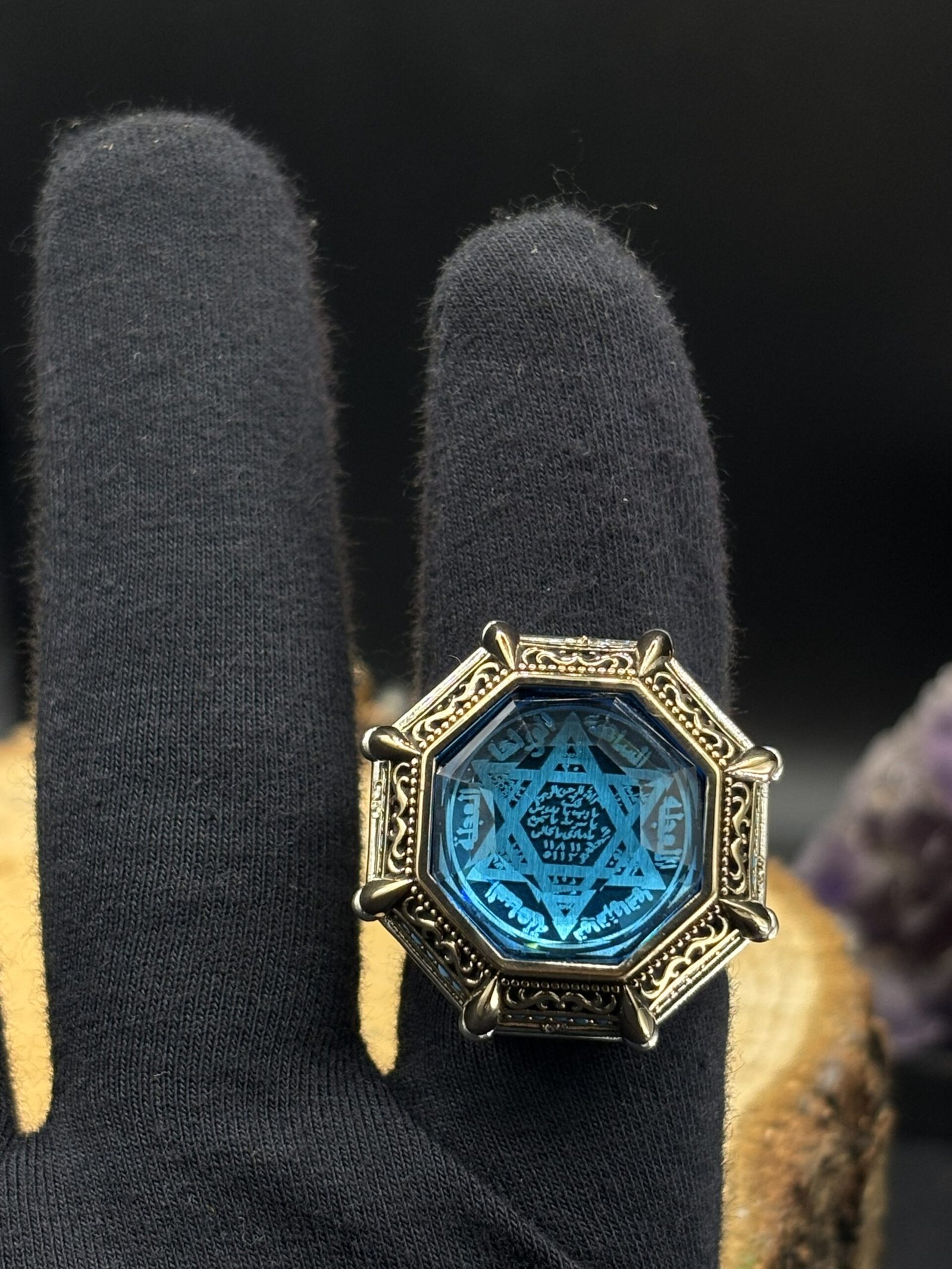 Erkek Süleyman Mührü İşlemeli 925 Ayar Gümüş Yüzük – El İşçiliği, 25 Gram Özel Tasarım - Görsel 6