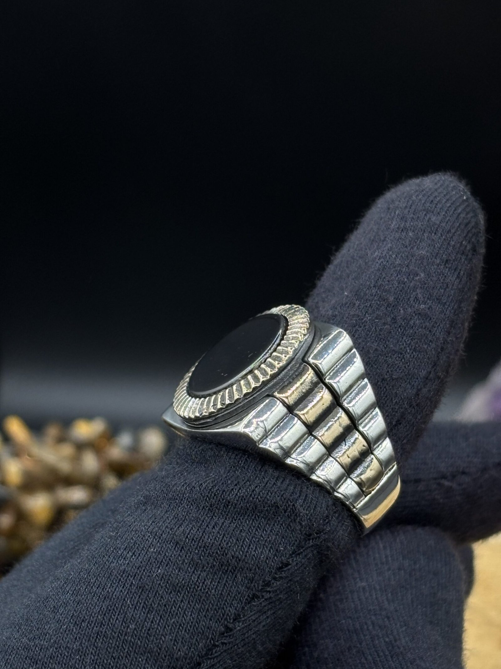 Erkek Oniks Taşlı 925 Ayar Gümüş Yüzük – El İşçiliği, 19 Gram Özel Tasarım