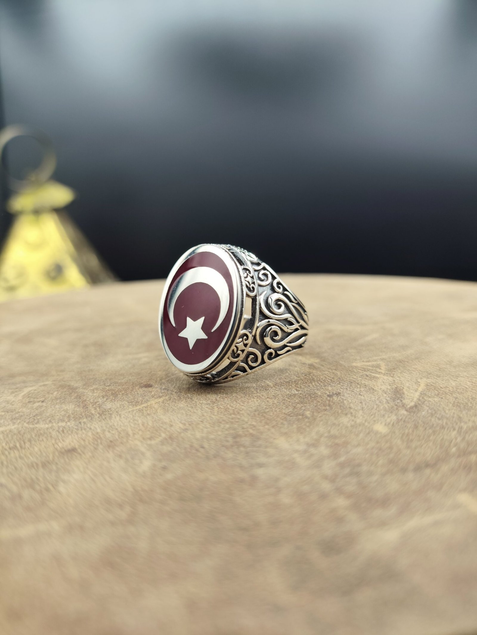 Türk Bayrağı İşlemeli 925 Ayar Gümüş Erkek Yüzük – El İşçiliği, 11 Gram Özel Tasarım - Görsel 2