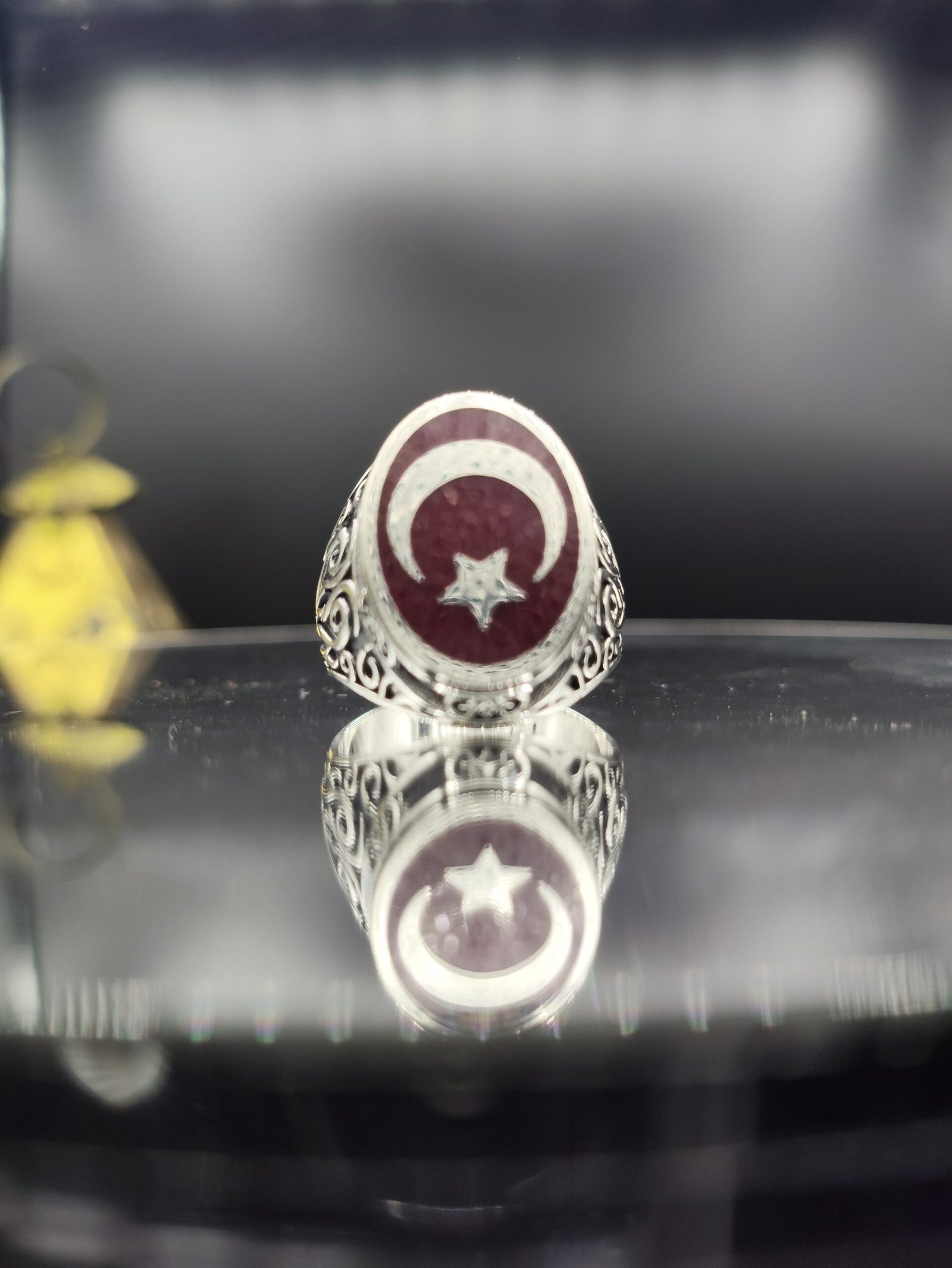 Türk Bayrağı İşlemeli 925 Ayar Gümüş Erkek Yüzük – El İşçiliği, 11 Gram Özel Tasarım - Görsel 3