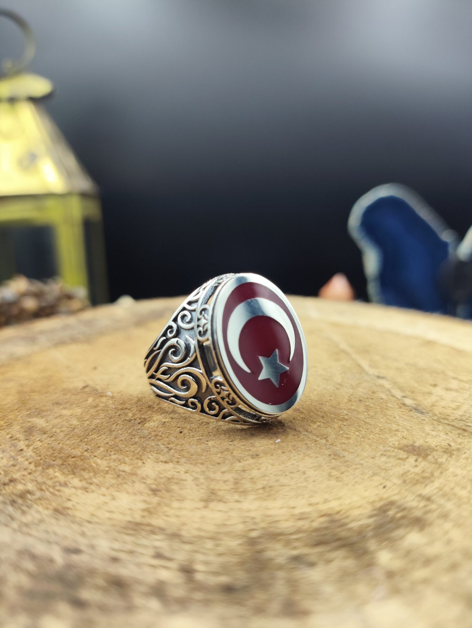 Türk Bayrağı İşlemeli 925 Ayar Gümüş Erkek Yüzük – El İşçiliği, 11 Gram Özel Tasarım - Görsel 4