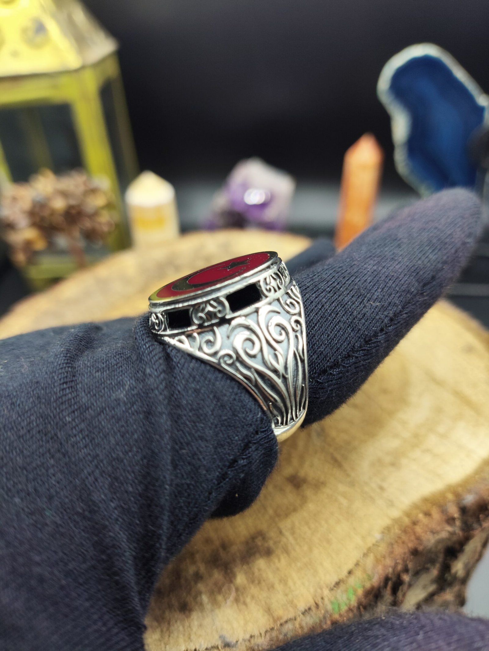 Türk Bayrağı İşlemeli 925 Ayar Gümüş Erkek Yüzük – El İşçiliği, 11 Gram Özel Tasarım - Görsel 6