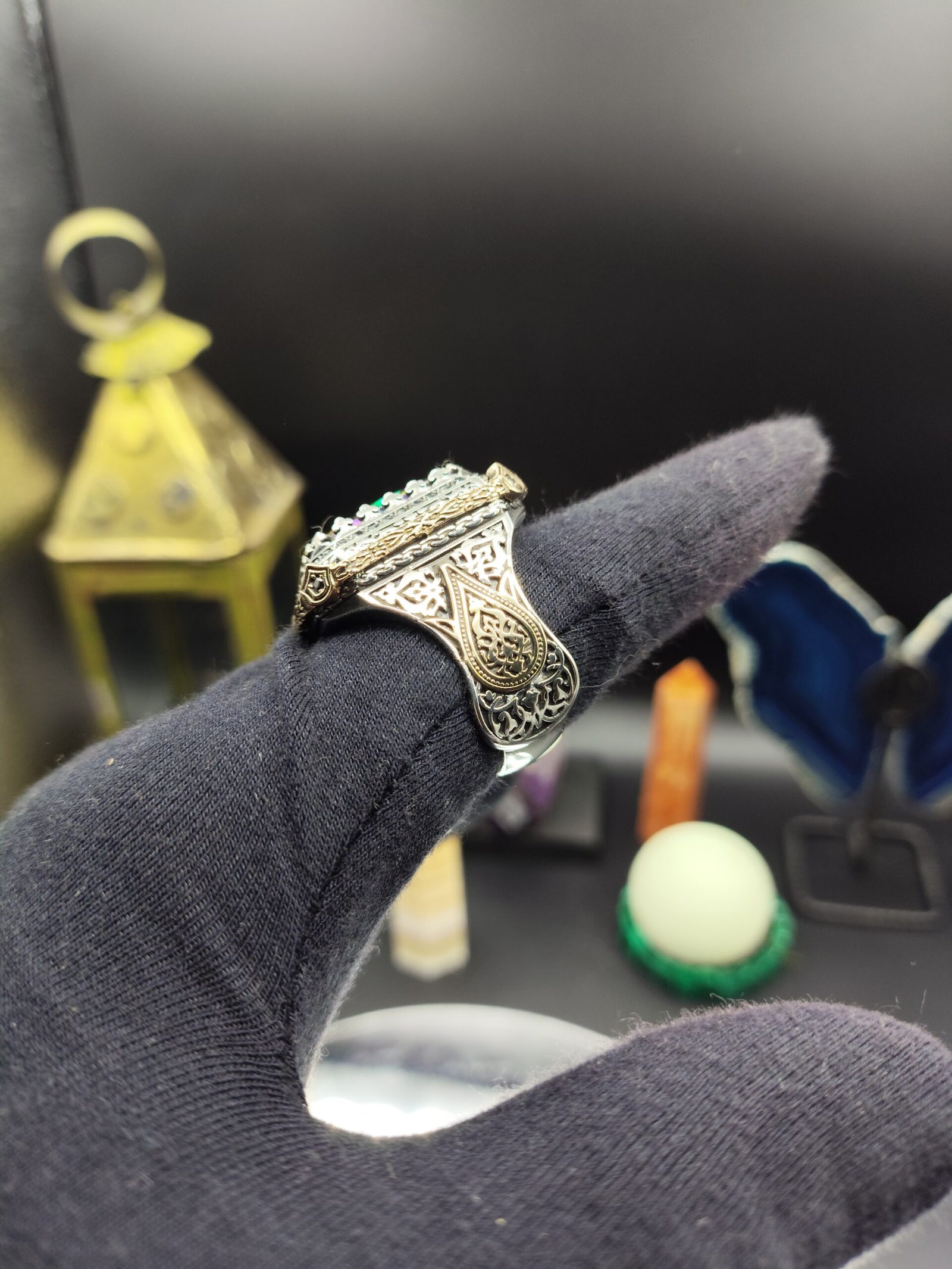 Erkek Mistik Topaz Taşlı 925 Ayar Gümüş Yüzük – El İşçiliği, 25 Gram Özel Tasarım - Görsel 4