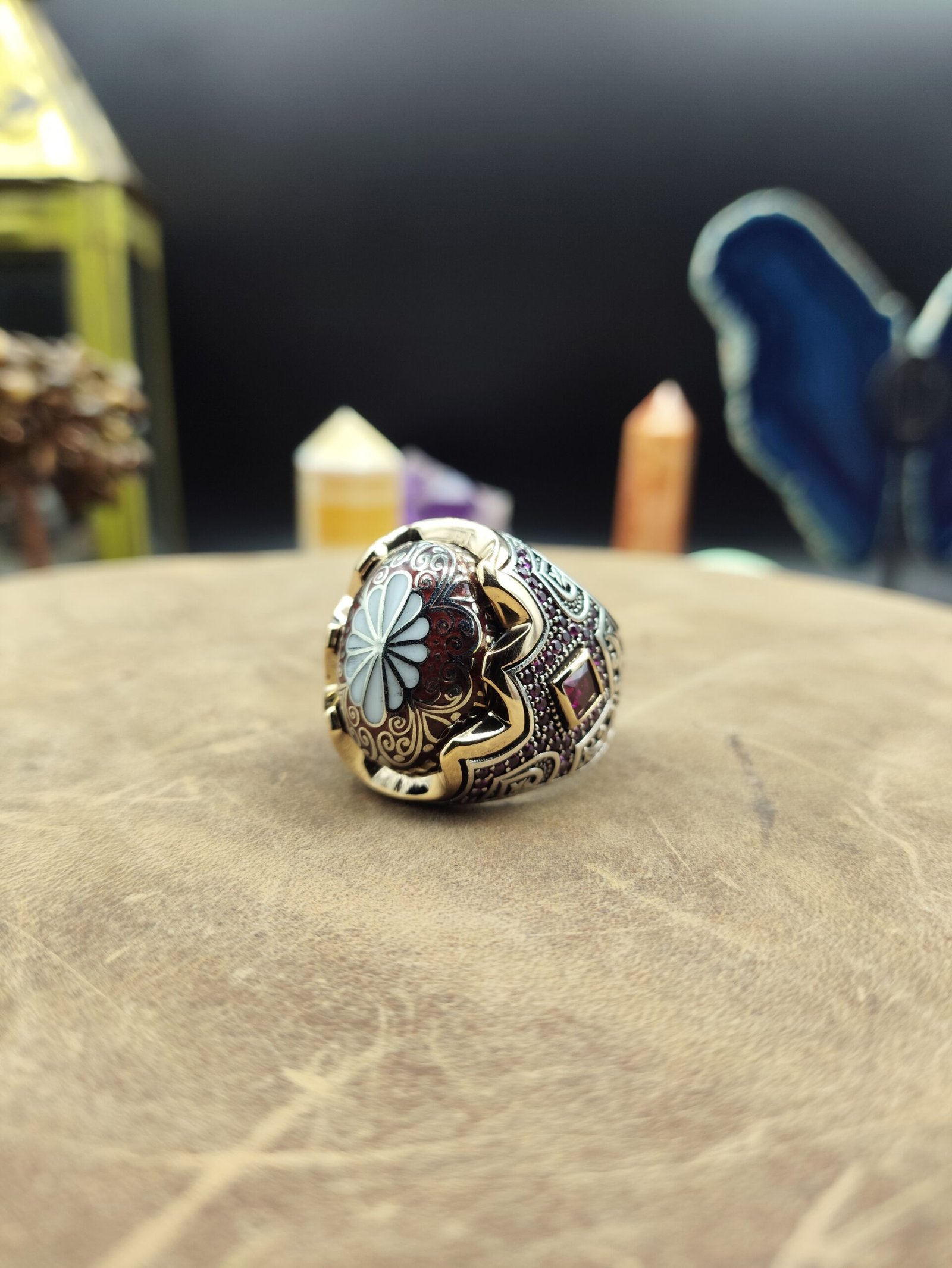 Erkek Firuze Taşlı Özel Tasarım 925 Ayar Gümüş Yüzük – El İşçiliği, 23 Gram - Görsel 2