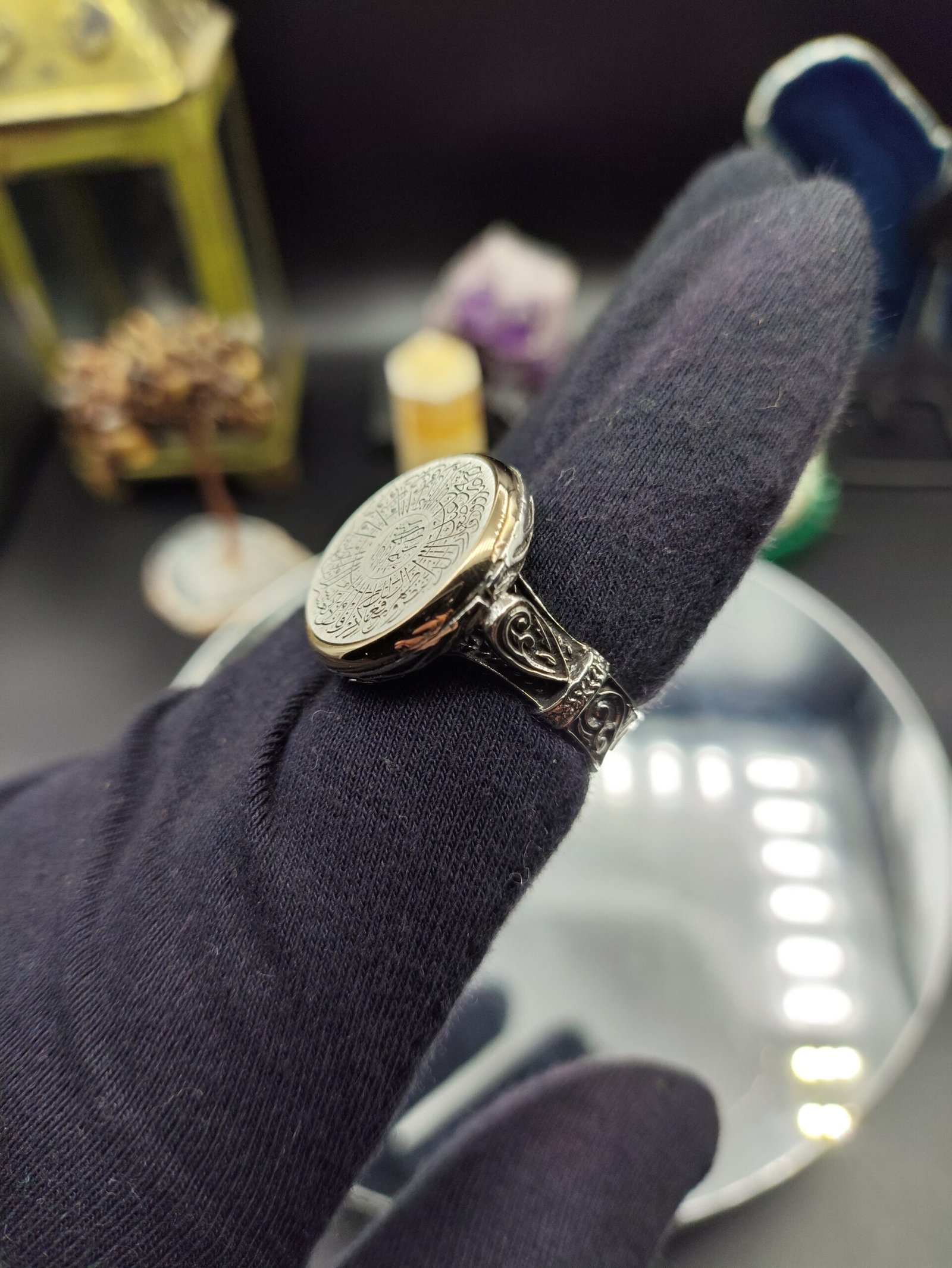 İnşirah Suresi İşlemeli 925 Ayar Gümüş Erkek Yüzük – El İşçiliği, 17 Gram Özel Tasarım - Görsel 5