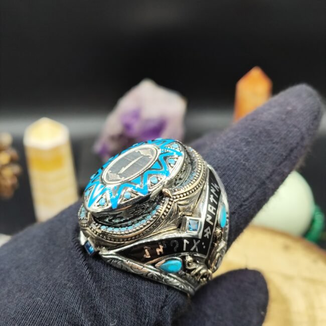 Arapça Elif Harfli Özel Tasarım 925 Ayar Gümüş Erkek Yüzük | El İşçiliği – 34 Gram