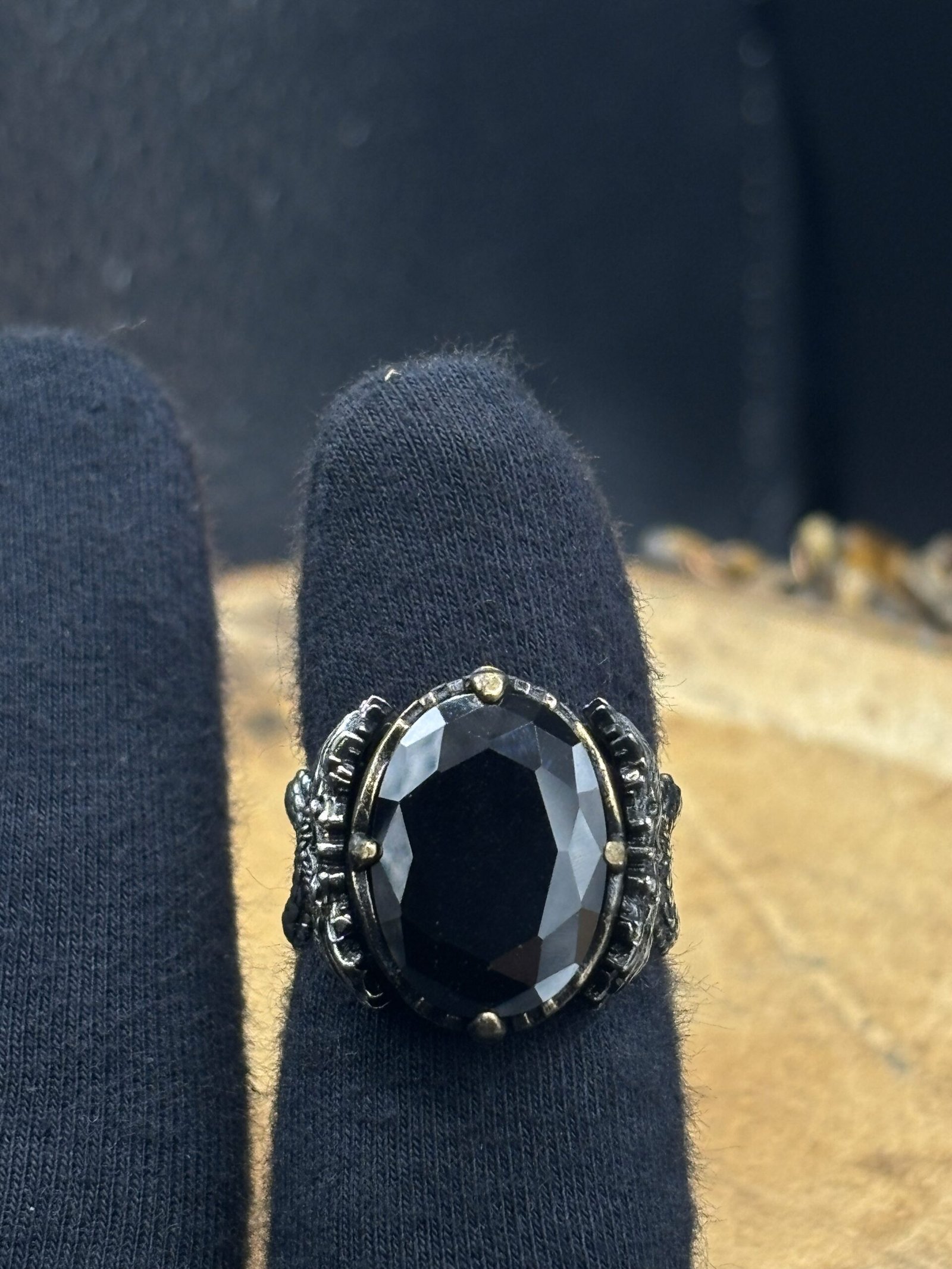 Siyah Oniks Taşlı Özel Tasarım 925 Ayar Gümüş Erkek Yüzük – 19 gr - Görsel 6